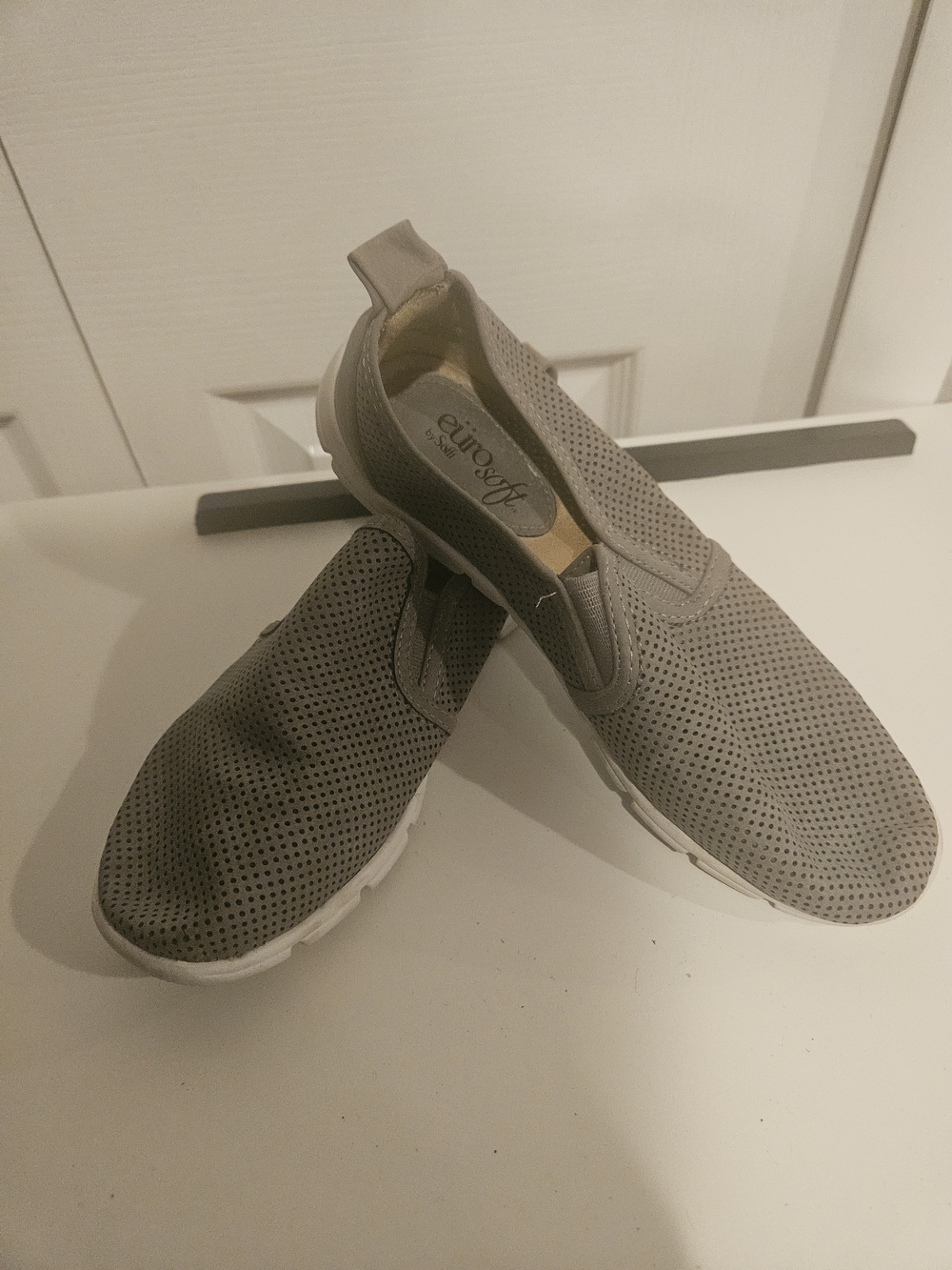 EURO SOFT Slip-On Perforated Mesh Shoe - Light Gray